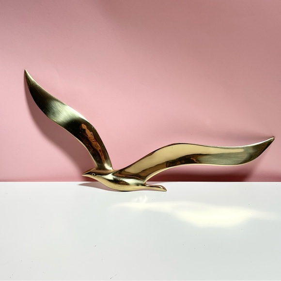 Vintage retro mid century 70s 80s large brass bird seagull - Picture 1 of 5